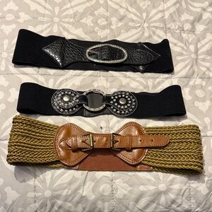 Stylish Women's Belt Set - Black, Brown, and Green